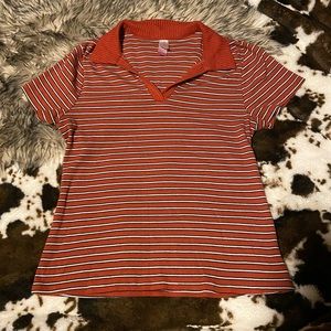70’s inspired striped collared shirt